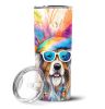 Bearded Collie Hippie Dawg Stainless Steel Skinny Tumbler Vacuum Double Walled Reusable Insulated Tumbler Travel Cup for Coffee Cocktails Gift with Li