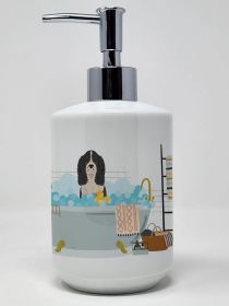 Black English Springer Spaniel Ceramic Soap Dispenser Hand Soap Dispenser Pump Bottles for Bathroom Kitchen, Empty Refillable Liquid Soap Contain