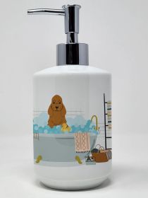 Red Cocker Spaniel in Bathtub Ceramic Soap Dispenser Hand Soap Dispenser Pump Bottles for Bathroom Kitchen, Empty Refillable Liquid Soap Containe
