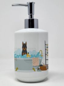 Beauce Shepherd Dog in Bathtub Ceramic Soap Dispenser Hand Soap Dispenser Pump Bottles for Bathroom Kitchen, Empty Refillable Liquid Soap Contain