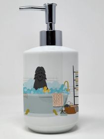 Bouvier des Flandres in Bathtub Ceramic Soap Dispenser Hand Soap Dispenser Pump Bottles for Bathroom Kitchen, Empty Refillable Liquid Soap Contai