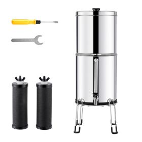 Gravity-fed Water Filter System, 2.25G 304 Stainless-Steel Countertop System, Water Filtration System, Reduces Lead and up to 99% of Chlorine