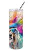 Bearded Collie Hippie Dawg Stainless Steel Skinny Tumbler Vacuum Double Walled Reusable Insulated Tumbler Travel Cup for Coffee Cocktails Gift with Li