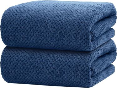 Bath Towels Pack of 2, (27 x 54 Inches) Microfiber Ultra Soft Highly Absorbent Bath Towel Set, Lightweight and Quick Drying Towels for Body, Spor (Color: Blue)