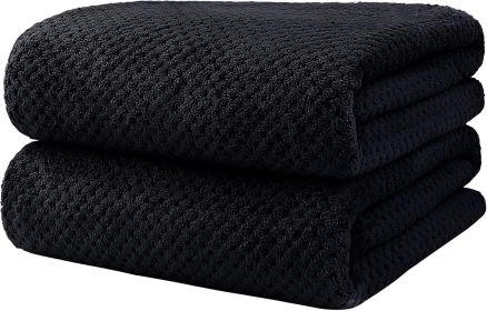 Bath Towels Pack of 2, (27 x 54 Inches) Microfiber Ultra Soft Highly Absorbent Bath Towel Set, Lightweight and Quick Drying Towels for Body, Spor (Color: Black)